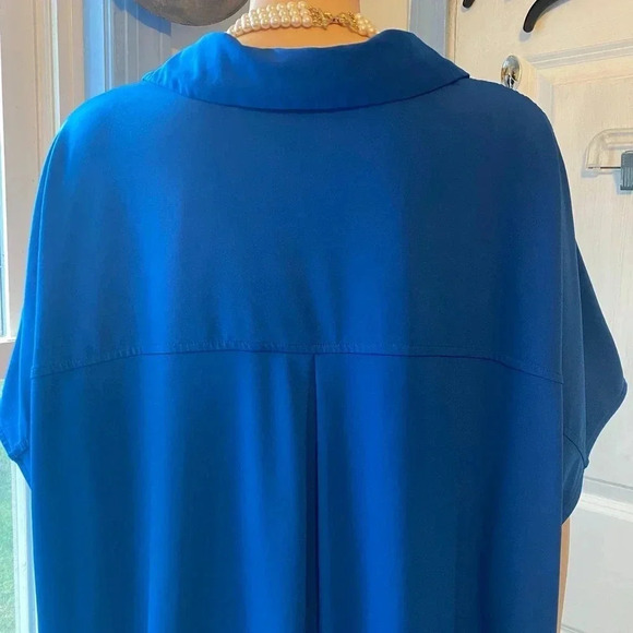 H By Halston Jersey Fabric Boho Casual Blue Blouse Women Plus Size 3X - Picture 4 of 6
